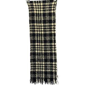 Weave o' The Irish Wool Scarf Black White Plaid Large EUC